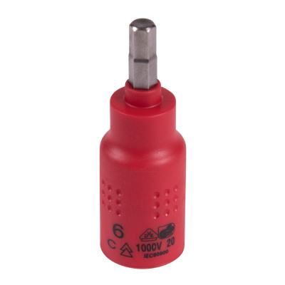 Насадка (бита) торцевая диэлектрическая 3/8", HEX, 6 мм, L = 65 мм KING TONY 3025VE06