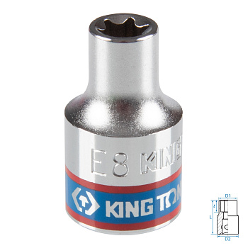 Головка торцевая TORX Е-стандарт 3/8", E8, L = 28 мм KING TONY 337508M