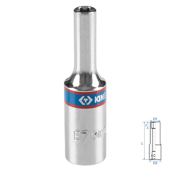 Головка торцевая TORX Е-стандарт 3/8", E7, L = 63 мм KING TONY 327507M