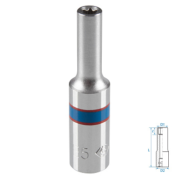 KING TONY Головка торцевая TORX Е-стандарт 1/4", E5, L = 50 мм