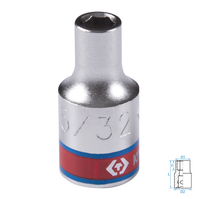 KING TONY Головка торцевая стандартная шестигранная 1/4", 5/32", дюймовая
