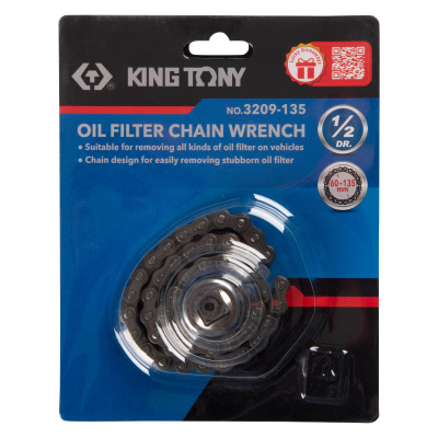 Съемник масляных фильтров, 60-135 мм, 1/2", цепной KING TONY 3209-135