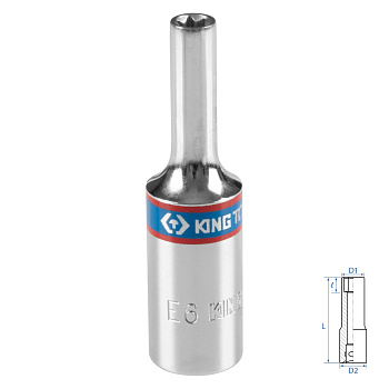 Головка торцевая TORX Е-стандарт 3/8", E6, L = 63 мм KING TONY 327506M