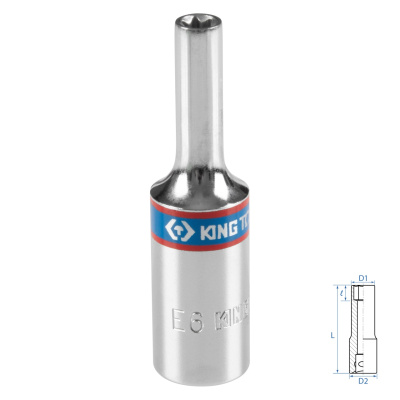 Головка торцевая TORX Е-стандарт 3/8", E6, L = 63 мм KING TONY 327506M