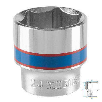 Головка торцевая стандартная шестигранная 3/8", 24 мм KING TONY 333524M