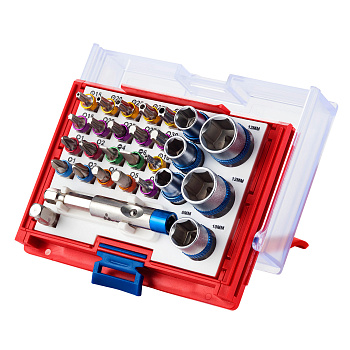 МАСТАК Набор вставок (бит) 1/4", PH, PZ, Hex, Torx, Slotted, 28 предметов
