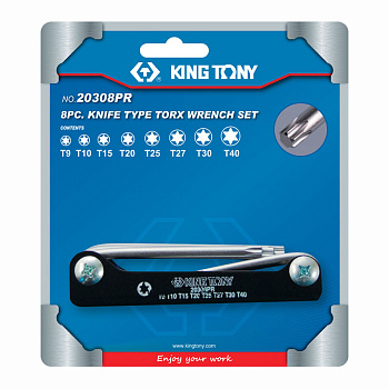Набор Г-образных Torx, T9-T40, складные, 8 предметов KING TONY 20308PR