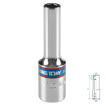 KING TONY Головка торцевая глубокая шестигранная 3/8", 7 мм