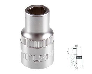 TOLSEN Головка торцевая стандартная шестигранная 1/2", 9 мм