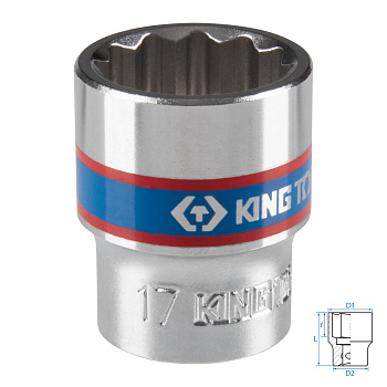 KING TONY Головка торцевая стандартная двенадцатигранная 3/8", 17 мм