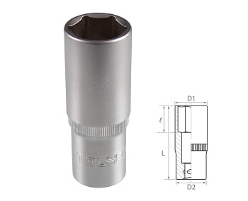 TOLSEN Головка торцевая глубокая шестигранная 1/2", 24 мм