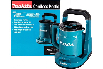 Аккумуляторный чайник Makita DKT360Z • 18V X2 LXT • объем 800 мл • клапан в крышке • металлический фильтр • док-станция