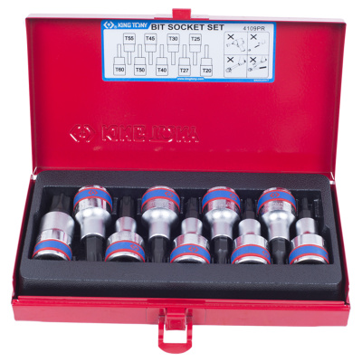 Набор торцевых насадок 1/2", Torx, Т20-Т60 мм, L = 60 мм, 9 предметов KING TONY 4109PR