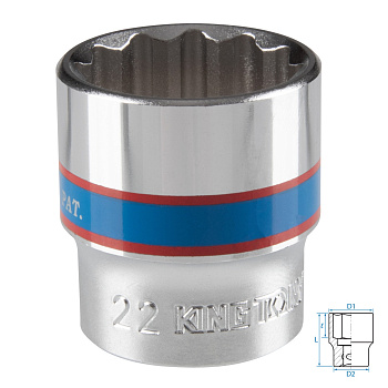 KING TONY Головка торцевая стандартная двенадцатигранная 3/8", 22 мм