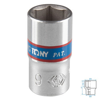 Головка торцевая стандартная шестигранная 1/4", 9 мм KING TONY 233509M
