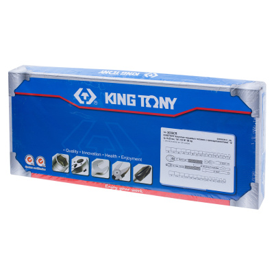 KING TONY Набор торцевых головок с принадлежностями 3/8", двенадцатигранные, 6-22 мм, 1/4"-13/16", 3