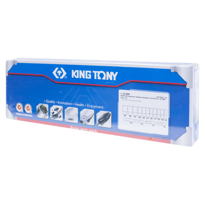 KING TONY Набор глубоких торцевых головок 1/2", шестигранные, 10-32 мм, 15 предметов