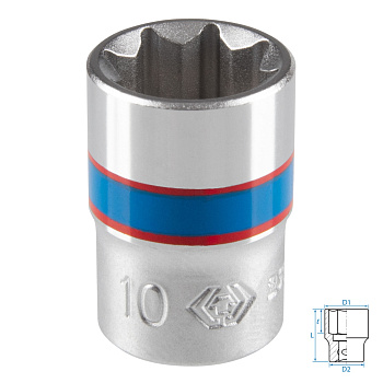 Головка торцевая восьмигранная 1/4", 10 мм KING TONY 231010M