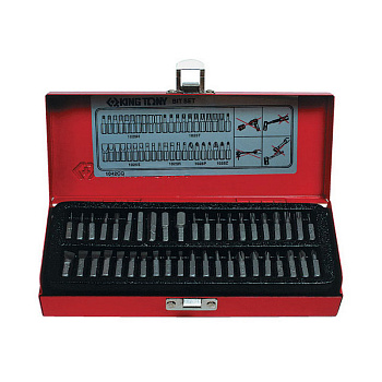 KING TONY Набор вставок (бит) 1/4", PH, PZ, Hex, Torx, Slotted, 42 предмета