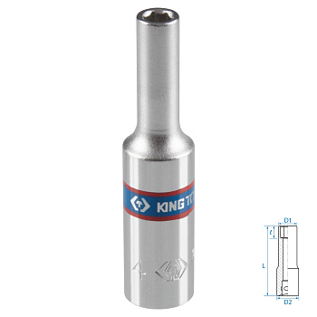 Головка торцевая глубокая шестигранная 1/4", 4 мм KING TONY 223504M