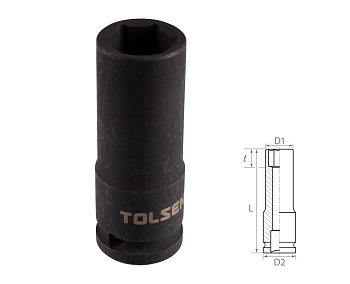 Головка торцевая ударная глубокая шестигранная 1/2", 20 мм TOLSEN TT18270