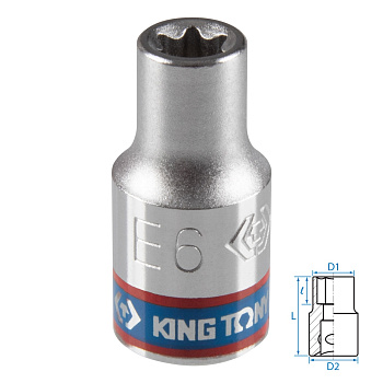 Головка торцевая TORX Е-стандарт 1/4", E6, L = 24 мм KING TONY 237506M