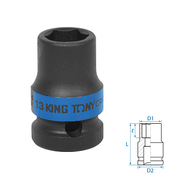 KING TONY Головка торцевая ударная шестигранная 1/2", 13 мм