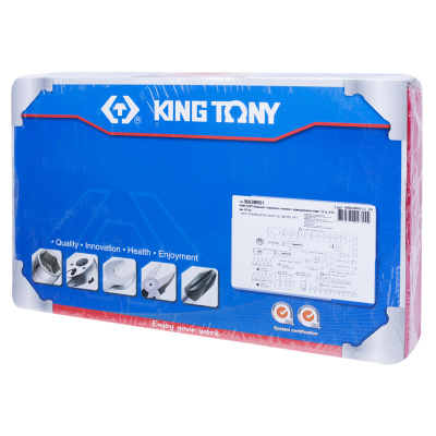 KING TONY Набор торцевых головок с принадлежностями 1/4", 3/8", 1/2", двенадцатигранные, 4-32 мм, 62 п