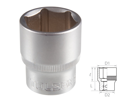 TOLSEN Головка торцевая стандартная шестигранная 1/2", 23 мм