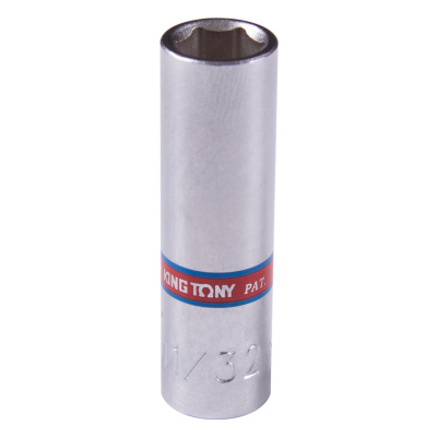 KING TONY Головка торцевая глубокая шестигранная 1/4", 11/32", дюймовая