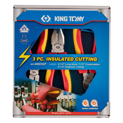 KING TONY Набор пассатижей и бокорезов, диэлектрических, 3 предмета
