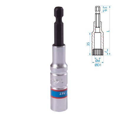 Головка для шуруповерта двенадцатигранная 1/4", 9 мм, L = 80 мм KING TONY 76B809M