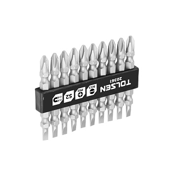 TOLSEN Набор вставок (бит) торцевых 1/4", PH2 х 5,5х0,8 мм, 65 мм, двухсторонних, 10 предметов