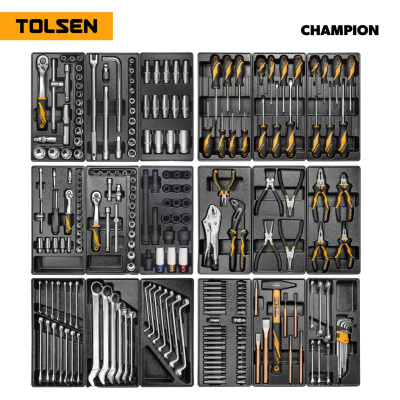 Набор инструментов 239 предметов, "CHAMPION", для тележки, 18 ложементов TOLSEN TT85416-239