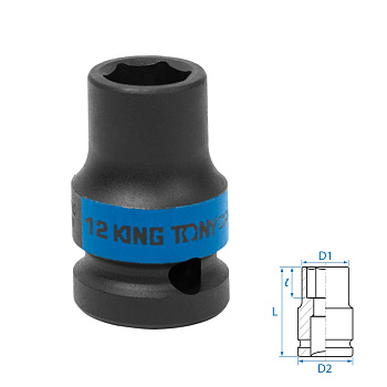 KING TONY Головка торцевая ударная шестигранная 1/2", 12 мм