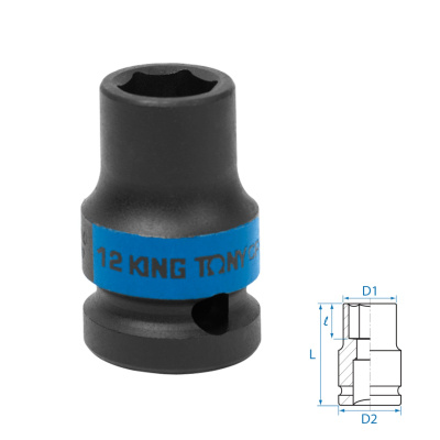 KING TONY Головка торцевая ударная шестигранная 1/2", 12 мм