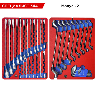 Набор инструментов 344 предмета, "СПЕЦИАЛИСТ 344", в серой тележке МАСТАК 52-07344G
