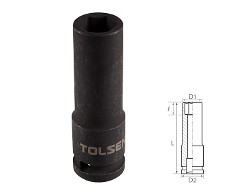 Головка торцевая ударная глубокая шестигранная 1/2", 15 мм TOLSEN TT18265