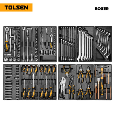 Набор инструментов 157 предметов, "BOXER", для тележки, 12 ложементов TOLSEN TT85415-157