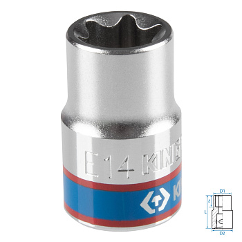 Головка торцевая TORX Е-стандарт 3/8", E14, L = 28 мм KING TONY 337514M