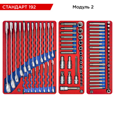МАСТАК Набор инструментов 192 предмета, "СТАНДАРТ 192", в синей тележке