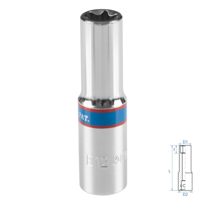 Головка торцевая TORX Е-стандарт 3/8", E12, L = 63 мм KING TONY 327512M