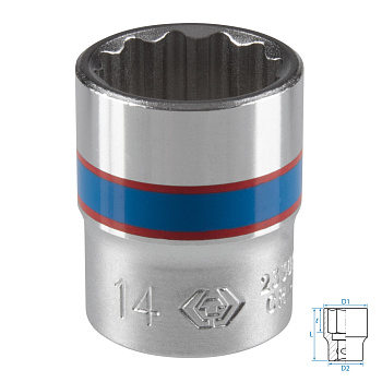 Головка торцевая стандартная двенадцатигранная 1/4", 14 мм KING TONY 233014M
