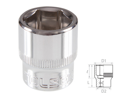 TOLSEN Головка торцевая стандартная шестигранная 3/8", 16 мм