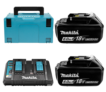 Набор (Аккумулятор BL1860B (LXT 18В, 6Ач, инд. заряда) 2шт. + ЗУ двух портовое) • 14,4В/18 В • DC18RD