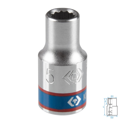 Головка торцевая стандартная двенадцатигранная 1/4", 5 мм KING TONY 233005M