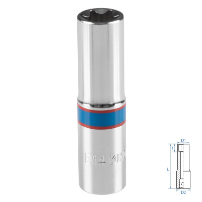 Головка торцевая TORX Е-стандарт 3/8", E14, L = 63 мм KING TONY 327514M