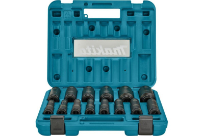 Набор ударных удлиненных торцовых головок Impact Black 1/2", 14 шт. (10,11,12,13,14,16,17,19,21,22...) Makita