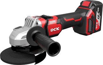 Машина шлифовальная аккумуляторная угловая бесщеточная DCK KDSM04-125, 125мм, 18В, 2*5 А/ч, 9000 об/