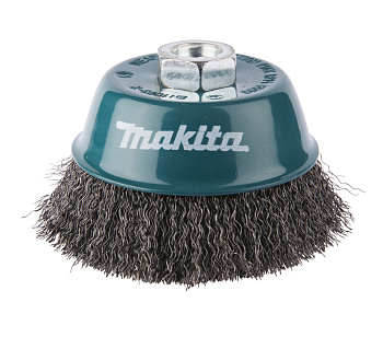 Щетка проволочная чашечная Makita • d100 мм • толщ. проволоки 0.3 мм • гофрированная • металл • M14х2